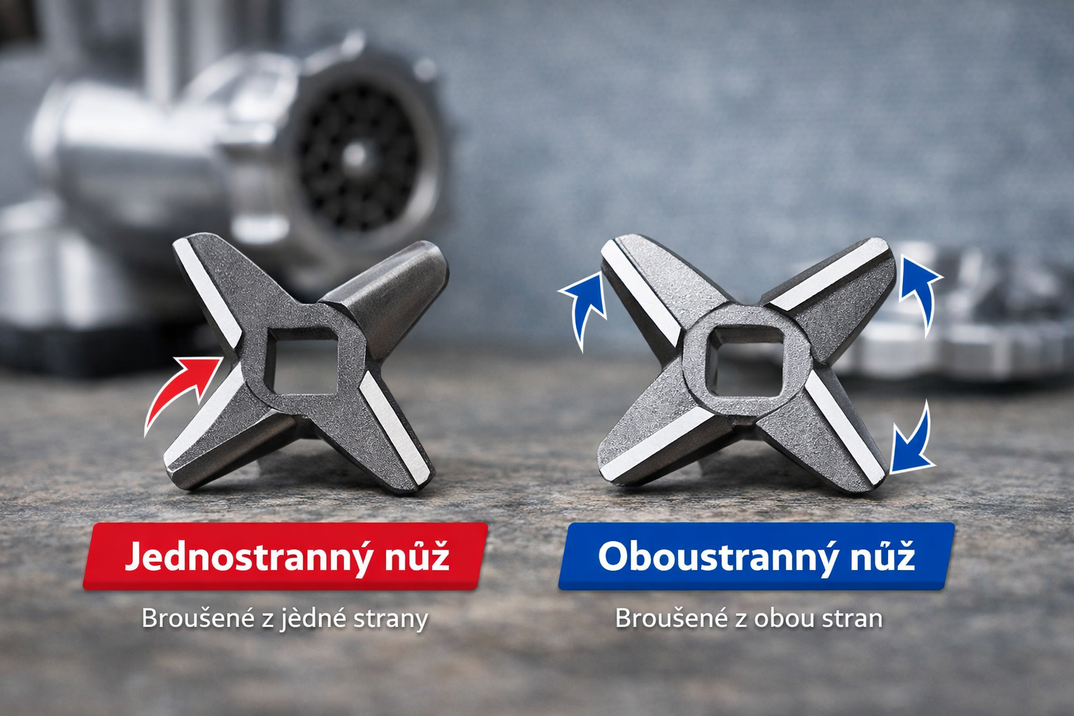 Jednostranný alebo obojstranný nôž do mlynčeka na mäso – ako zistiť správny typ