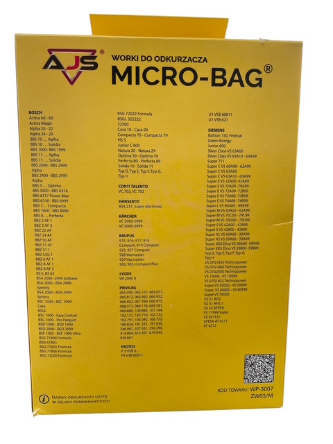 AJS Micro S-BAG - vrecká pre vysávače Bosch , Siemens - 12 ks + 1x filter + 3x vôňa