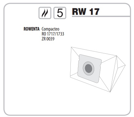 Vrecká RW17 do vysávača Rowenta Compacteo - 5 ks