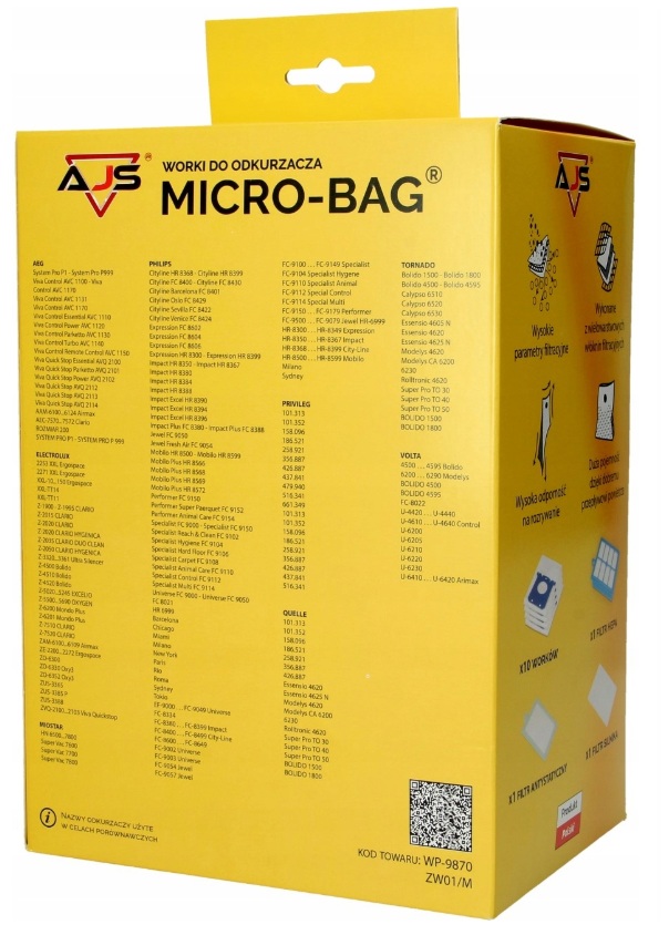 AJS Micro S-BAG WP-9870 - vrecká pre vysávače Electrolux, AEG, Philips - 10 ks + 3x filter