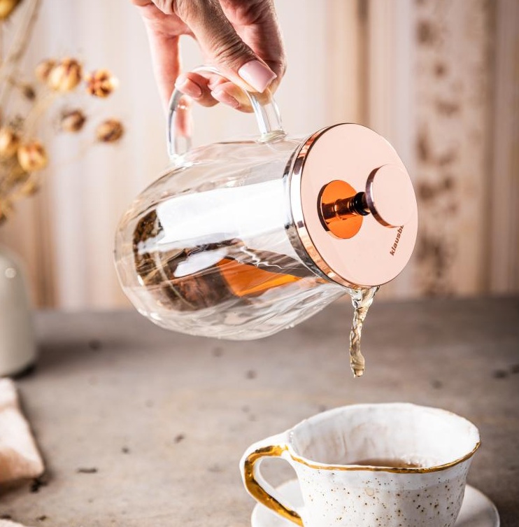 French press Klausberg KB-7721 – sklenená kanvica 350 ml na kávu a čaj s nerezovým piestom