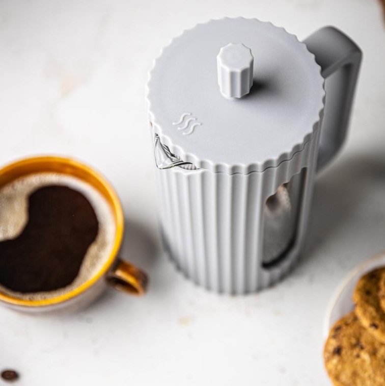 French press Klausberg KB-7747 – kanvica 600 ml na kávu a čaj s nerezovým piestom - šedá