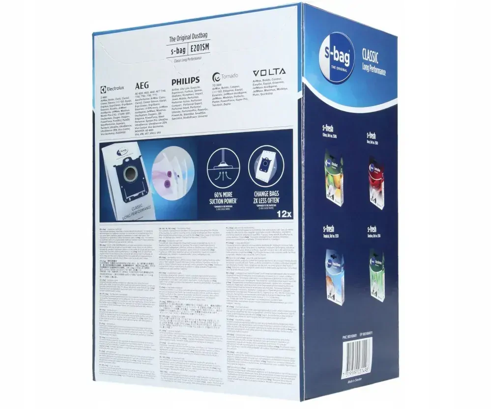 Electrolux E201SM S-Bag Long Performance 12 ks + HEPA filter – originálne vrecká do vysávača