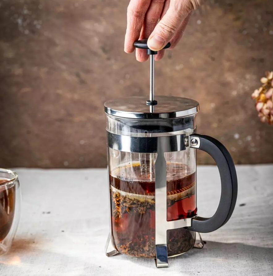 French press King Hoff KH-4837 – sklenená kanvica 600 ml na kávu a čaj s nerezovým piestom