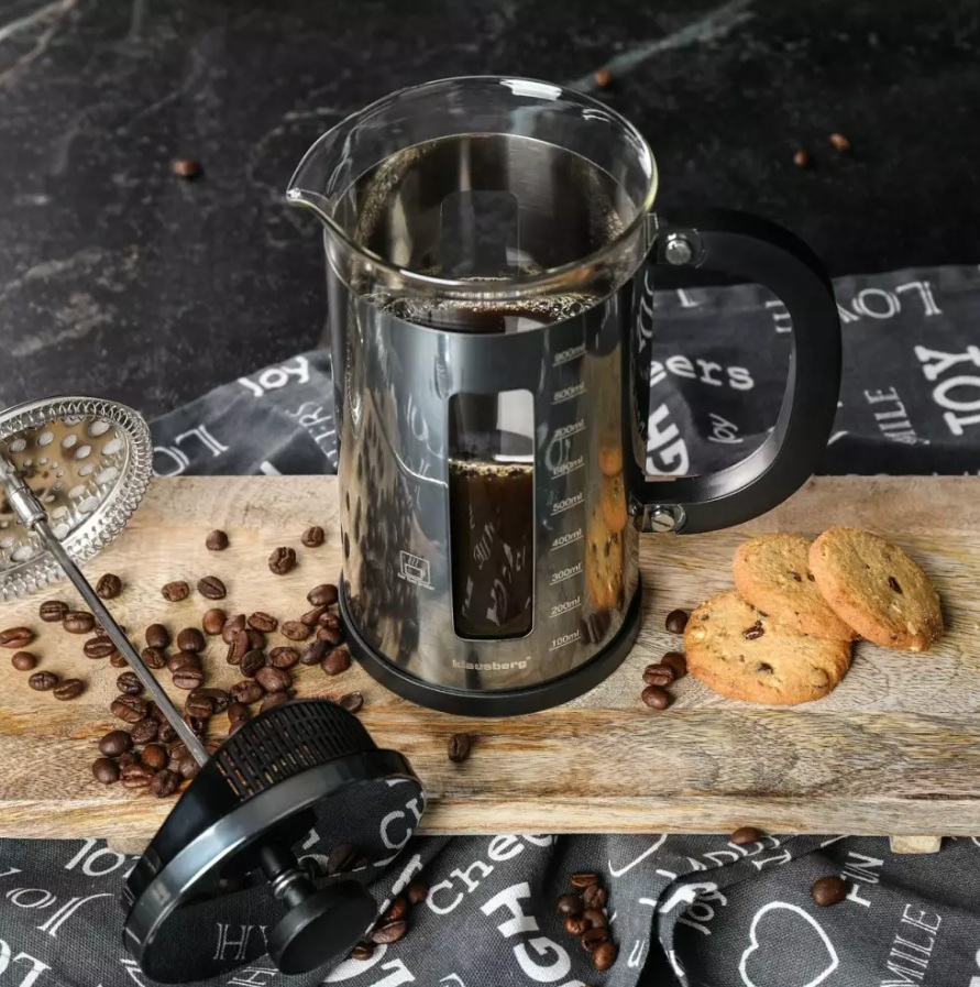 French press Klausberg KB-7704 – sklenená kanvica 1l na kávu a čaj