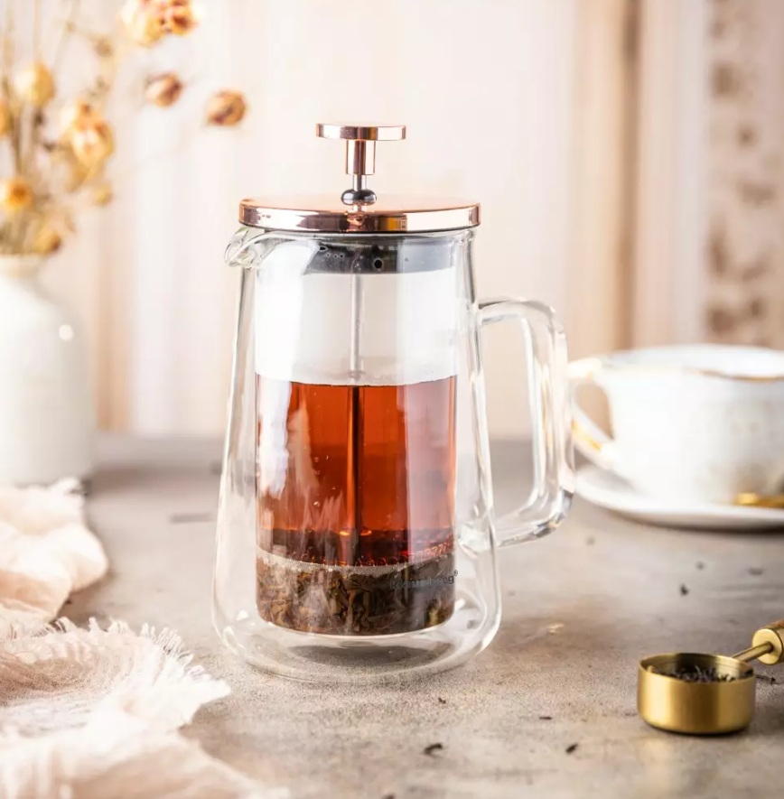French press Klausberg KB-7723 – sklenená kanvica 350 ml na kávu a čaj s nerezovým piestom