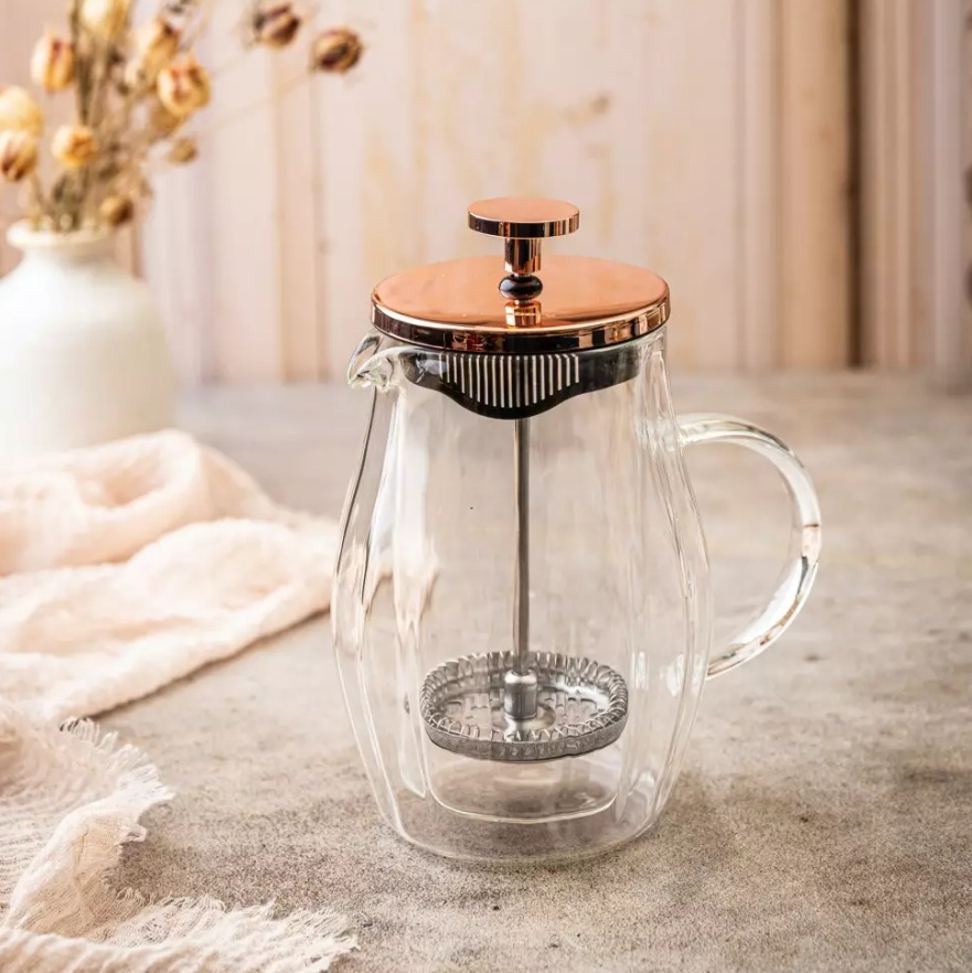French press Klausberg KB-7721 – sklenená kanvica 350 ml na kávu a čaj s nerezovým piestom