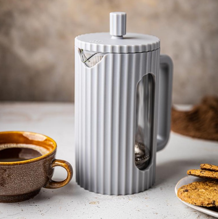 French press Klausberg KB-7747 – kanvica 600 ml na kávu a čaj s nerezovým piestom - šedá