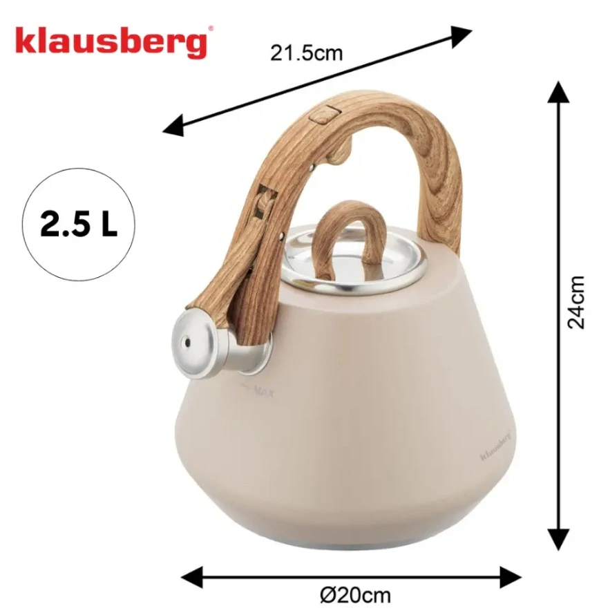 Klausberg kanvica na sporák 2,5 l KB-7950 - béžová