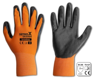 BRADAS NITROX ORANGE – ochranné nitrilové pracovné rukavice, veľ. 10